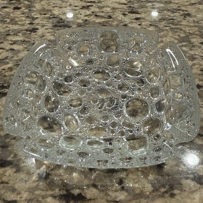 Libby 6 Glass Bubble Pebble Glass Ashtray, Trinket Dish Or Holder