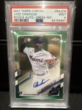 2021 Topps Chrome RC Auto On Card Jazz Chisholm Green Refractor /99 PSA 9 Mint