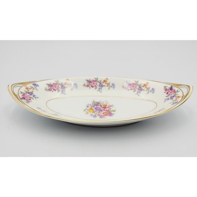 RARE MAGNIFICENT BOHEMIA FLORADORA CZECH VEGETABLE SERVING Plate 10'' x 4.5''