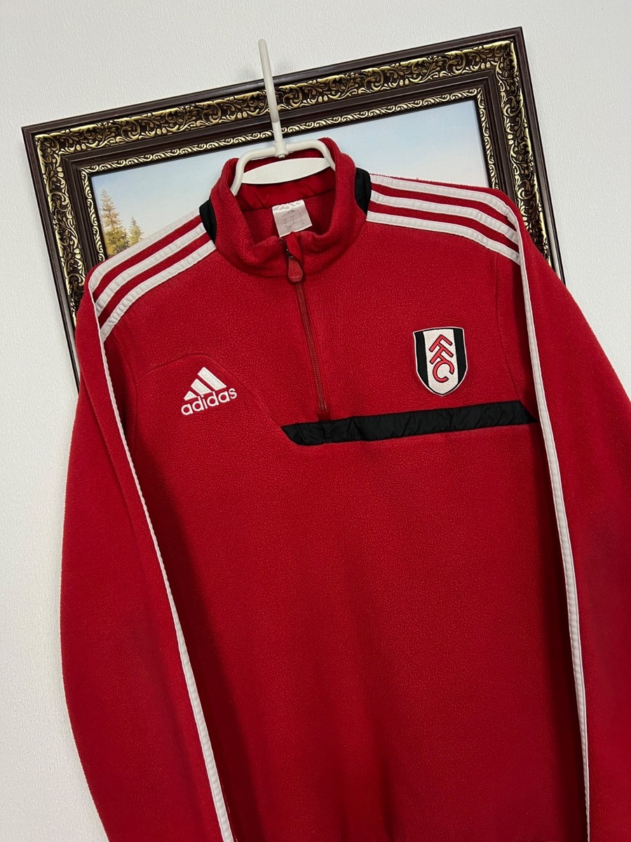 Adidas Fulham Football Red Train Fleece Jacket Soccer Track Top