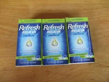 3 Pack Refresh Relieva for Contacts Lubricant Eye Drops 0.27Oz Sterile Exp 04/25