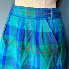 Vintage Miss Pendleton Wool Plaid Skirt  Size 12  Teal Tartan A-Line