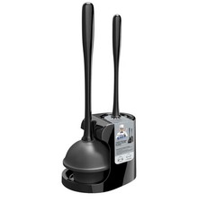 Toilet Plunger and Bowl Brush Combo Set for Bathroom Cleaning, Black