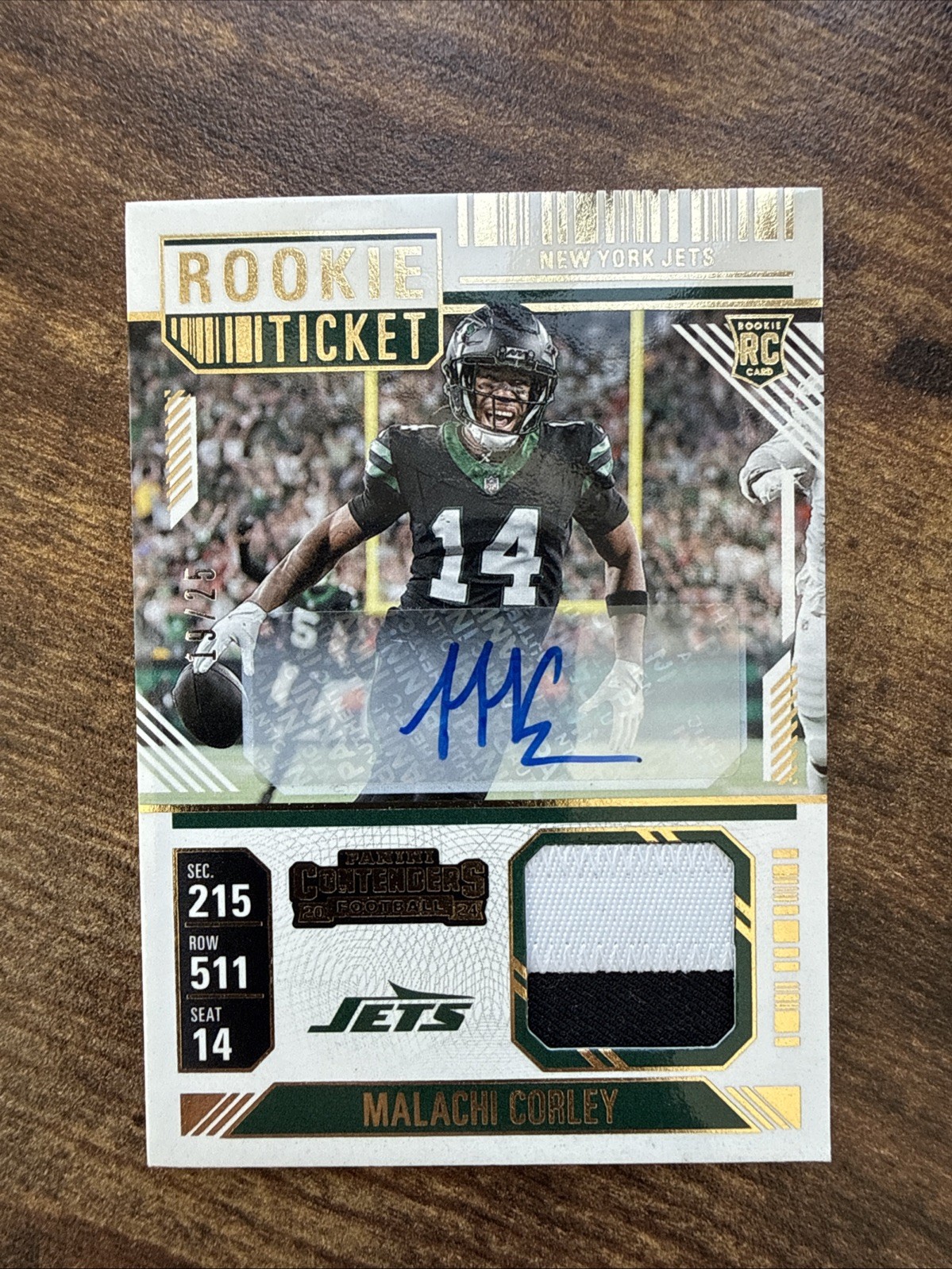 Malachi Corley Panini Contenders Rookie Ticket Swatches #RTSMCY Autograph