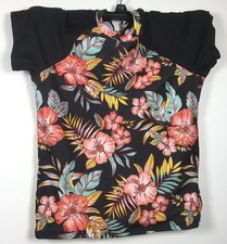 Wonder Nation Girls Large 10-12 Black Floral Swimming Top