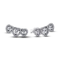 Pandora Ohrringe 294411C01 Dreifach Erhabenes Herz Ohrstecker 925/- Silber