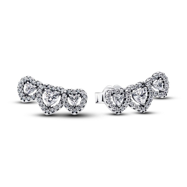 Pandora Ohrringe 294411C01 Dreifach Erhabenes Herz Ohrstecker 925/- Silber-image