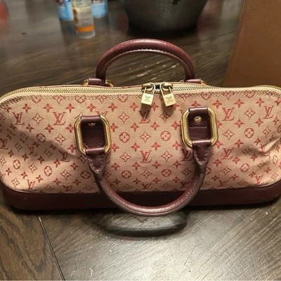 Vintage MiniLin Alma Louis Vuitton rare burgundy & pink oblong satchel