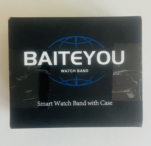 BAITEYOU Gold Stainless Steel Apple Watch Strap Band with Case