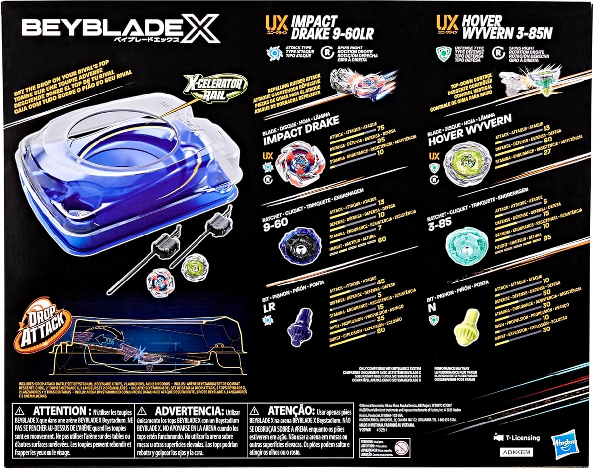 X Drop Attack Battle Set with Beystadium Arena, 2 Takara Tomy Tops