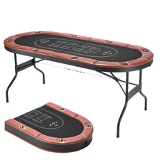 Uimoso 72-Inch Foldable Oval Poker Table for 8 Players - Casino & Texas Hold'em