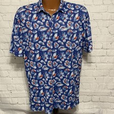 ARIAT TEK Performance Short Sleeve Polo Mens Medium Blue Print Stretch