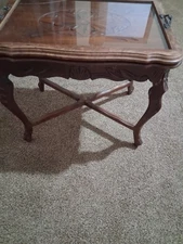 Mahogany Swan Carved Coffee Table with Glass Top  (CT358)
