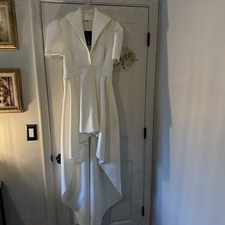 Fashion Nova XL Ivory High Low Dress NWT Tailored Collar Short Sleeve Hi-Lo Form