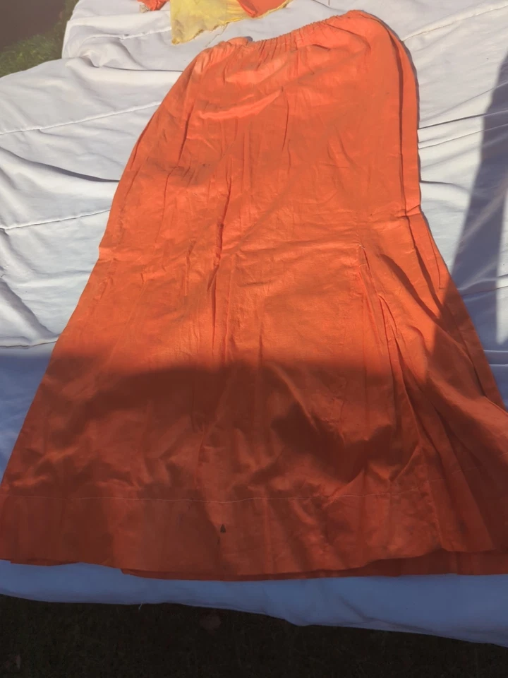 Falda y top algodón hecho a mano años 30 naranja y amarillo USA Foto 3 de 4
