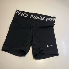 Nike Pro Dri-Fit Shorts Black Small Logo Biker Polyester Blend Training