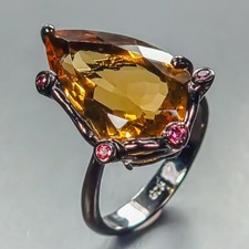 Jewellery 20 ct Natural Citrine Quartz Ring 925 Sterling Silver Size 8 /R445262