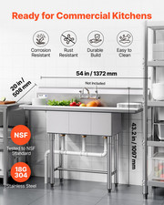 3 Compartment Sink 18GA 304 Stainless 3 Bay w/ 2 Drainboards
