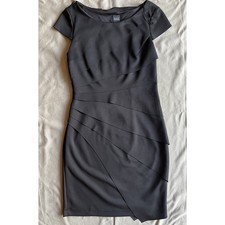 BLACK Saks Fifth Avenue Dress Sz 4 Black Layered Sheath Bodycon Cocktail LBD