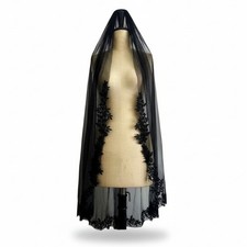 New Black Lace Veil 41 inch Wedding Goth Victorian Bridal Bride Knee Fingertip