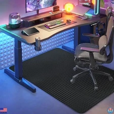 Vicwe 48"×36" Black Gaming Chair Mat - Durable PVC Floor Protector for Hardwood