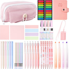 Pink Aesthetic School Supplies Set with 57Pcs Contains All the Daily Use Essenti