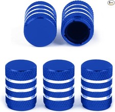 5pcs Tire Valve Stem Caps, Anodized Aluminum Valve Stem Covers with Plastic Blue
