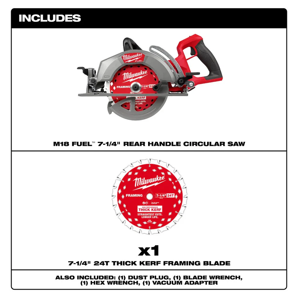 Milwaukee 2930-20 M18 FUEL 18V 7-1/4" Rear Handle Circular Saw - Bare Tool - Image 3 of 4
