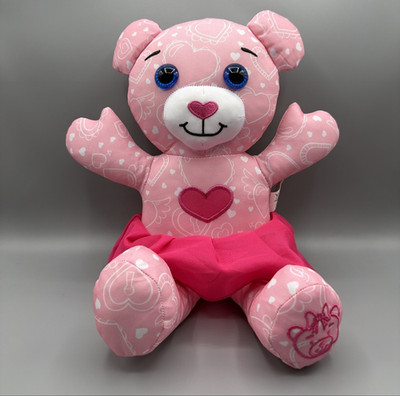 Tomy Doodle Bear Plush 15  Heart Belly Pink Skirt Washable Stuffed Animal Logo
