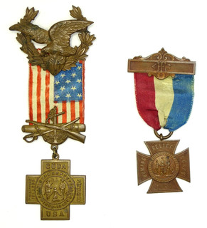 (x2) U.S. Spanish American War Veterans (USWV) Medals Woman's Relief Corps.