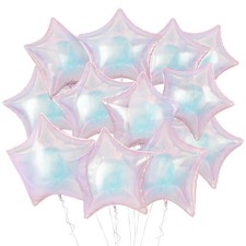 Iridescent Star Balloons,12Pcs Iridescent Star Shaped Foil Balloons,18Inch La...