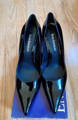 NIB Enzo Angiolini Black Patent Pointed Toe Pumps Heels Sizez 7M Classic