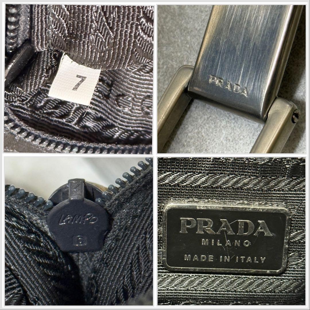 PRADA Pocono Khaki Leather Nylon Shoulder Bag Vintage Rare Authentic thumbnail 12