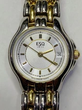 ESQ Esquire Swiss Women’s Watch. Date Quartz Gold Silver Tone 1241