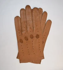 Woman’s Made In Italy Brown Leather Car Driving Gloves Size 7