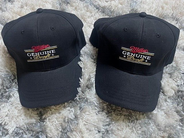 2 Miller Genuine Draft Beer Black Vintage Relaxed Fit Men's ball Cap Hats cotton