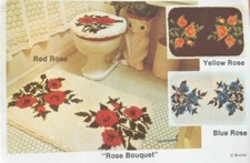 Rare Vintage Rose Bouquet Bath Mat Rug Latch Hook Canvas