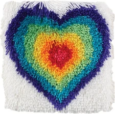 'From the Heart' WonderArt Shaggy Latch Hook Kit 12"X12" Rainbow 426301 Opened