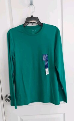 Apt. 9 Men's Long Sleeve Premier Flex Crewneck Tee Teal Size: Small | eBay