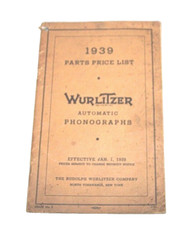 Liste Des Prix Des Pièces WURLITZER Phonographes Automatiques 1939