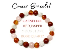 Cancer Zodiac Bracelet: 8 mm Natural Crystal Beads (Cancer Birthstone Bracelet)