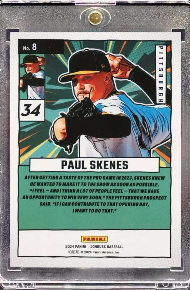 Paul Skenes ROOKIE COMIC LÁMINA DE PLATA TARJETA DE INVERSIÓN SSP TOPPS ROY COMO NUEVA PIRATAS Foto 2 de 4