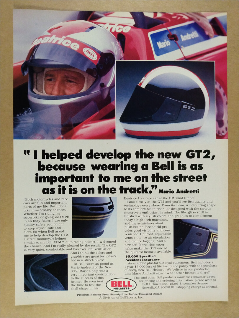 1986 Bell GT2 Motorcycle Helmet vintage print Ad | eBay