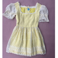 Vintage Pastel Yellow Lace Topped Kids Dress