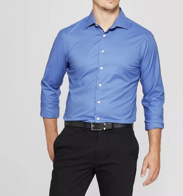 NWT Goodfellow Men's SSlim Long Sleeve ButtonDown Dress Shirt French Blue eBay