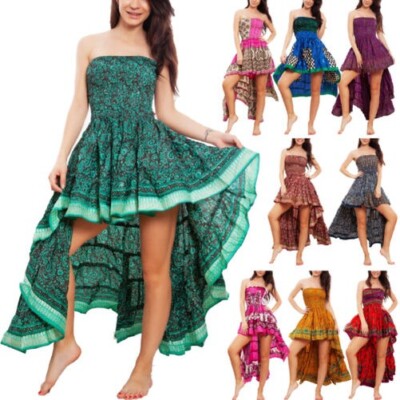 Kleid Frau Gipsy Boho Schick Asymmetrisch Schwanz Ibiza Meer Toocool SAR-14