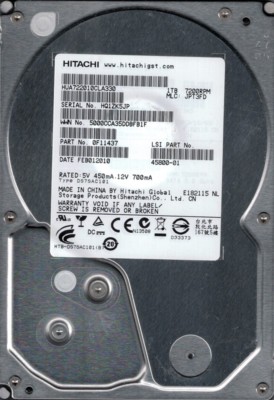 Hitachi HUA722010CLA330 0F18179 JPT52H (N11) Chine 1.0TB 3.5 " SATA HDD