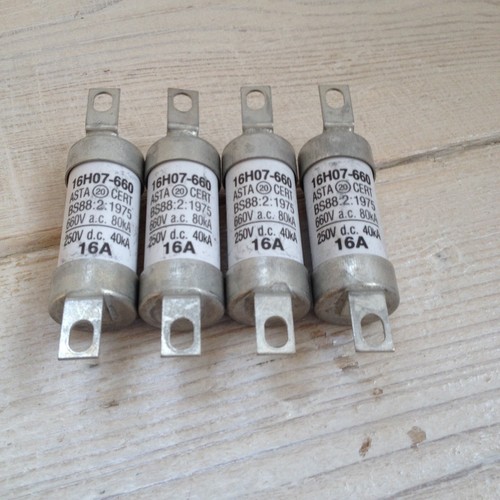 Job lot FOUR (x4) Bussmann 16H07-660 FUSE, tags, 16a, 660Vac, 250Vdc, NEW - Picture 2 of 3