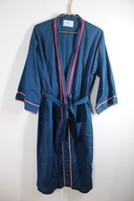 Vtg Fruit of the Loom OS Blue Poly Cotton Piping Belt Lightweight Bath Robe USA