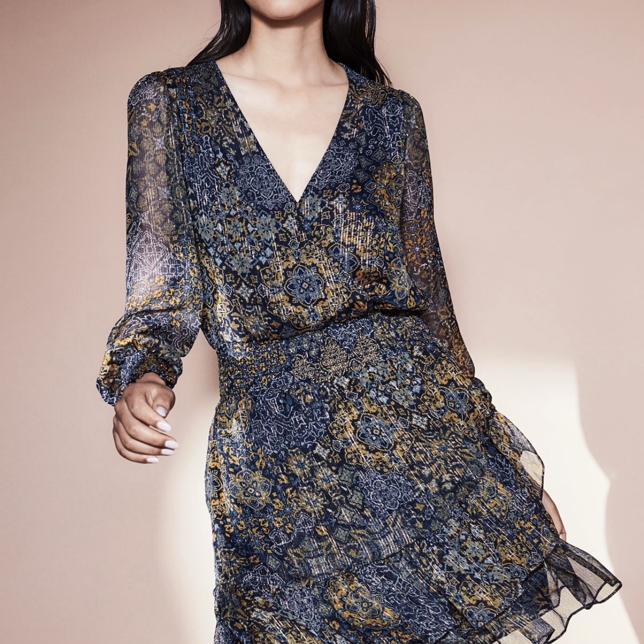 Minivestido MICHAEL KORS Georgette envolvente sintético para mujer 0X mega estampado de retazos nuevo